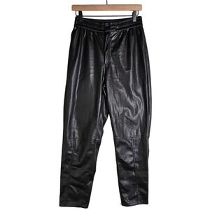 Current Air Vegan‎ Leather Pants S Black Paneled Tapered Elastic Waist Anthro